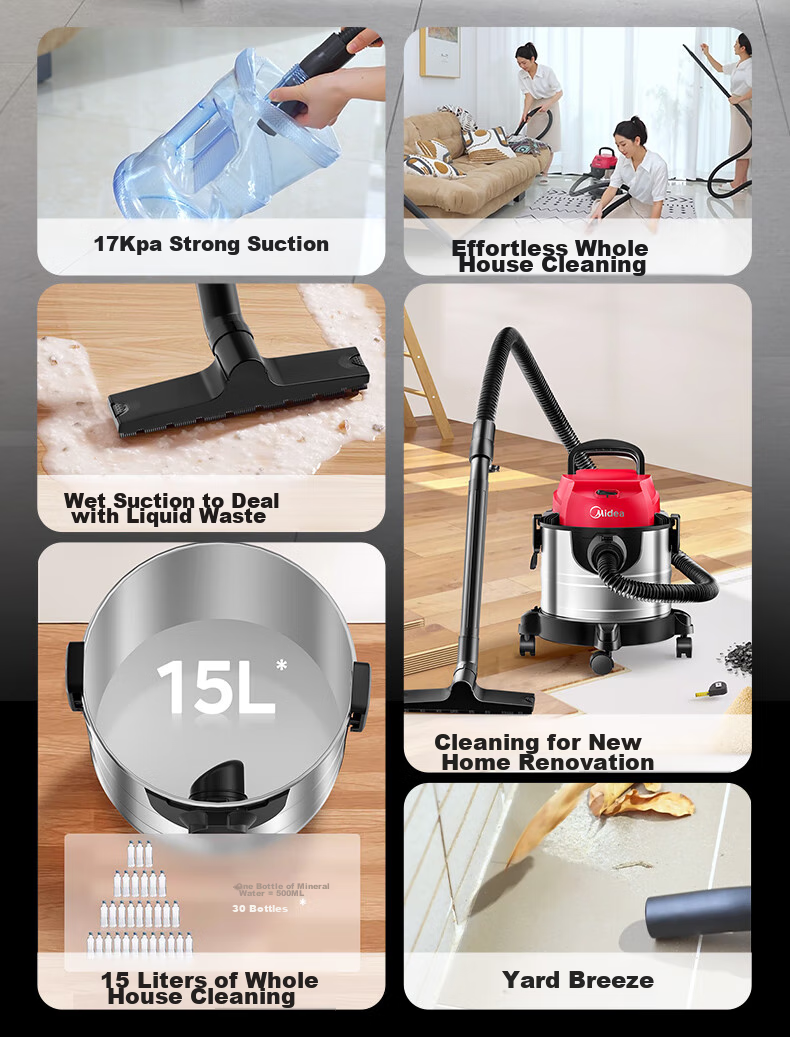 Midea 35L Drum Vacuum Cleaner Household Powerful Industrial Wet Dry Blower Large Capacity T6 3