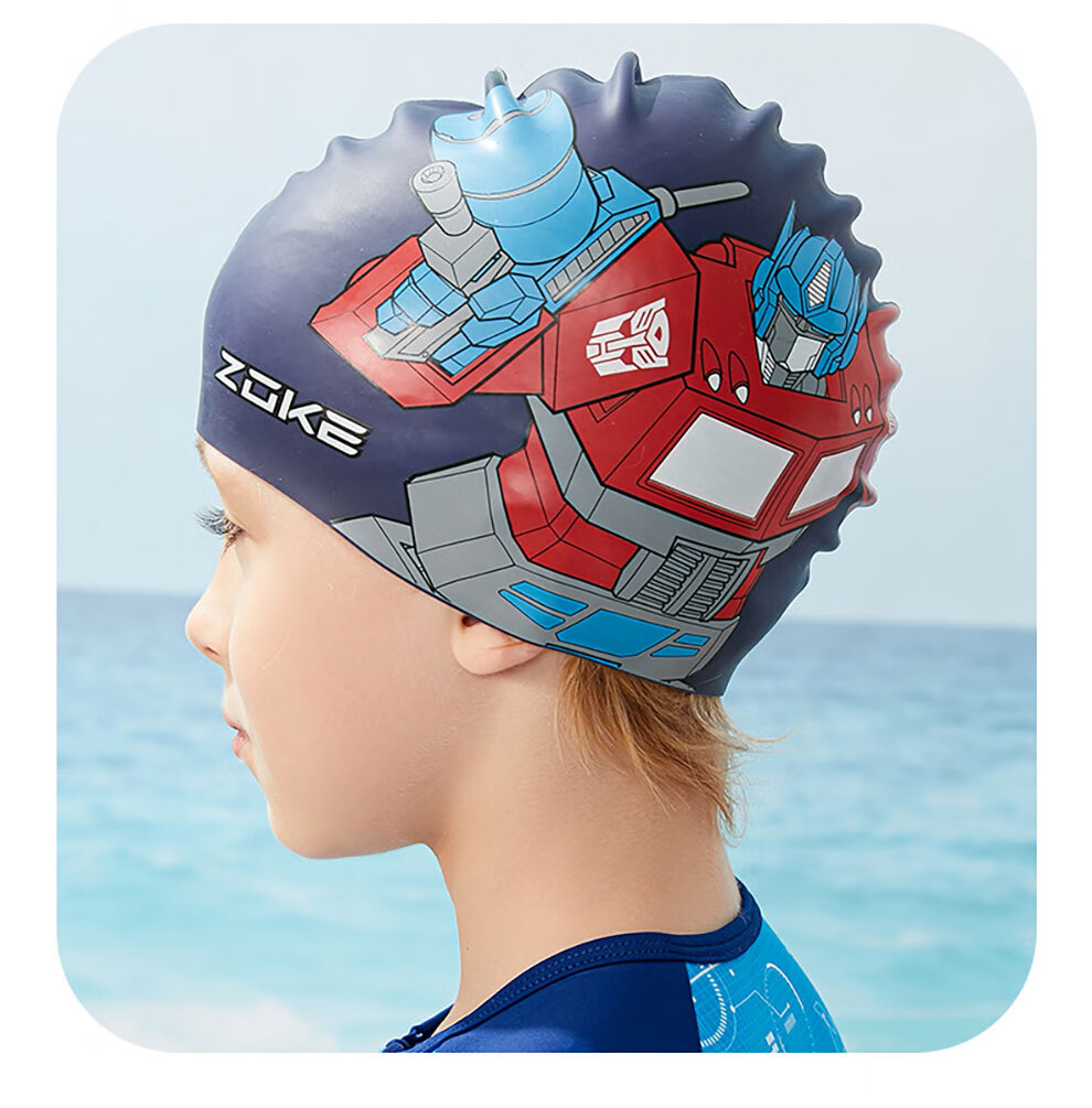ZOKE Children's Swimming Cap, Silicone Waterproof Hair Protection And Ear Protection, Anime Cartoon Transformers Style, Boys' Swimming Equipment, 621603219 10