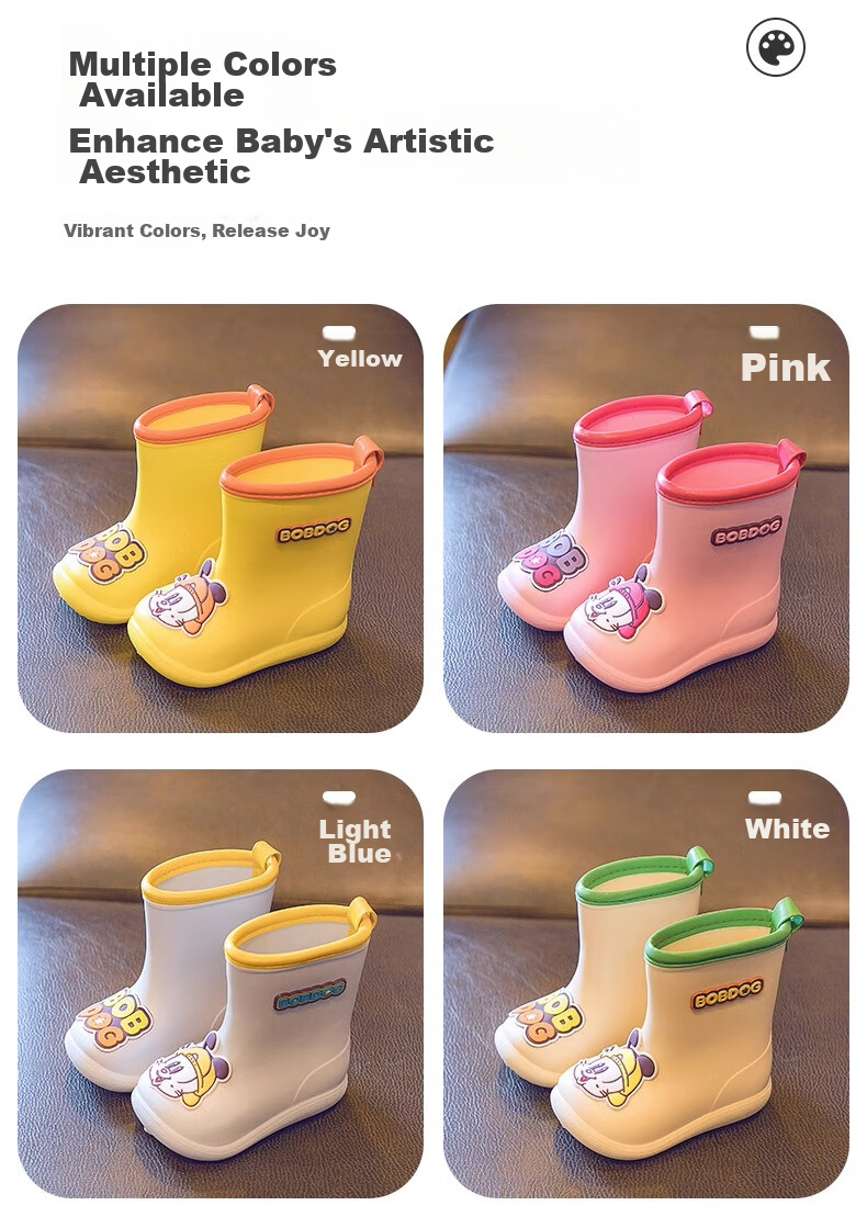 BOBDOG Children's Rain Boots for Boys And Girls, Summer Kids' Water Shoes, Baby Rain Boots, Yellow, Size 220 5