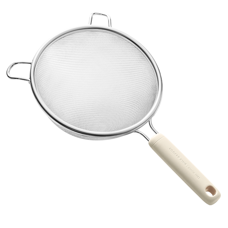 COOKER KING Double-Ear Strainer Fine Mesh 304 Stainless Steel Filter Spoon Soy Milk Sieve Baby Food Supplement Large White Size 35 Mesh