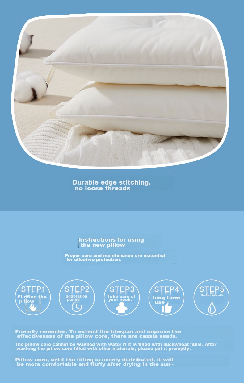 BEYONDHOME BABY Boyang Maternal And Infant Class A Children's Pillow, Antibacterial Pure Cotton Cassia Seed Pillow Core, Kindergarten Pillow, Good Sleep, 40*60cm 13