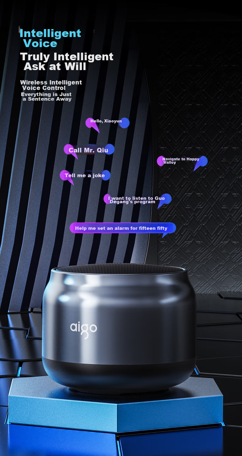 Aiguozhe T98Pro Smart Speaker with Ai Voice Control, Wireless Bluetooth Speaker for Desktop, Phone, And Computer, Portable Subwoofer, Supports TWS Connectivity, Matte Silver 9