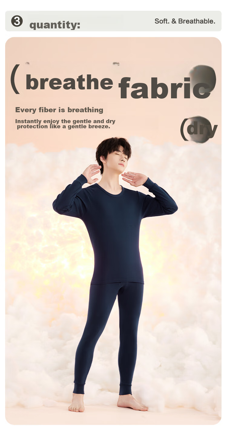 Hodo Men's Underwear, 7A Antibacterial Upgraded Autumn Top And Bottom, Pure Cotton Set, Round Neck, Thin Style, Base Layer, Warm Underwear 6