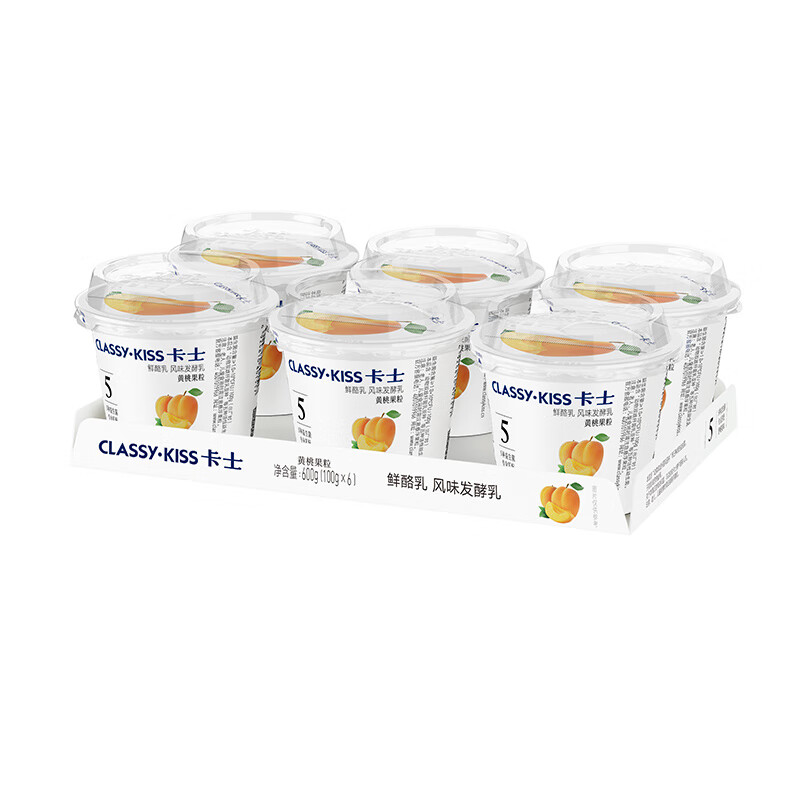 卡士（CLASSY.KISS）黄桃果粒鲜酪乳100g*6杯 低温酸奶 风味发酵乳