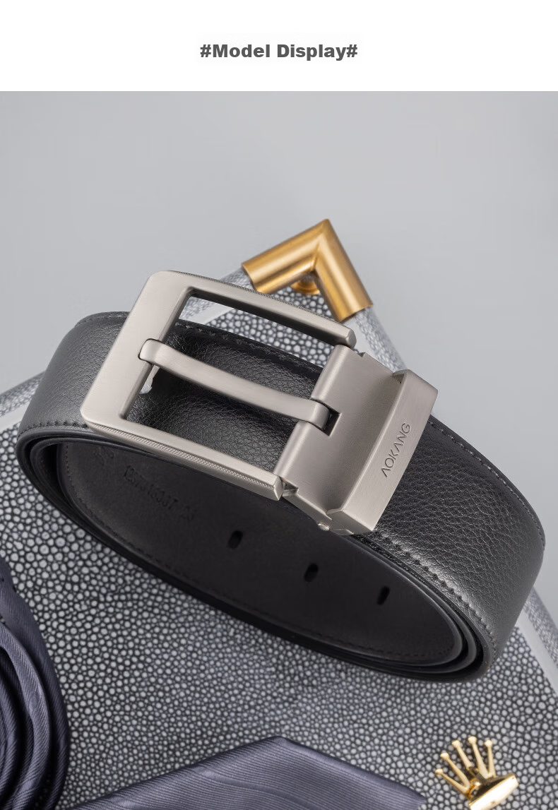 Aokang Men's Pin Buckle Leather Belt, Business Cowhide Trouser Belt, Birthday Gift for Husband 4