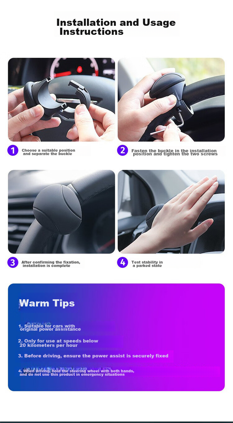 Huashi Steering Wheel Power Assist Ball, Universal Car Driving Aid, Multifunctional One-Handed Steering, Labor-Saving Auxiliary Driving 8