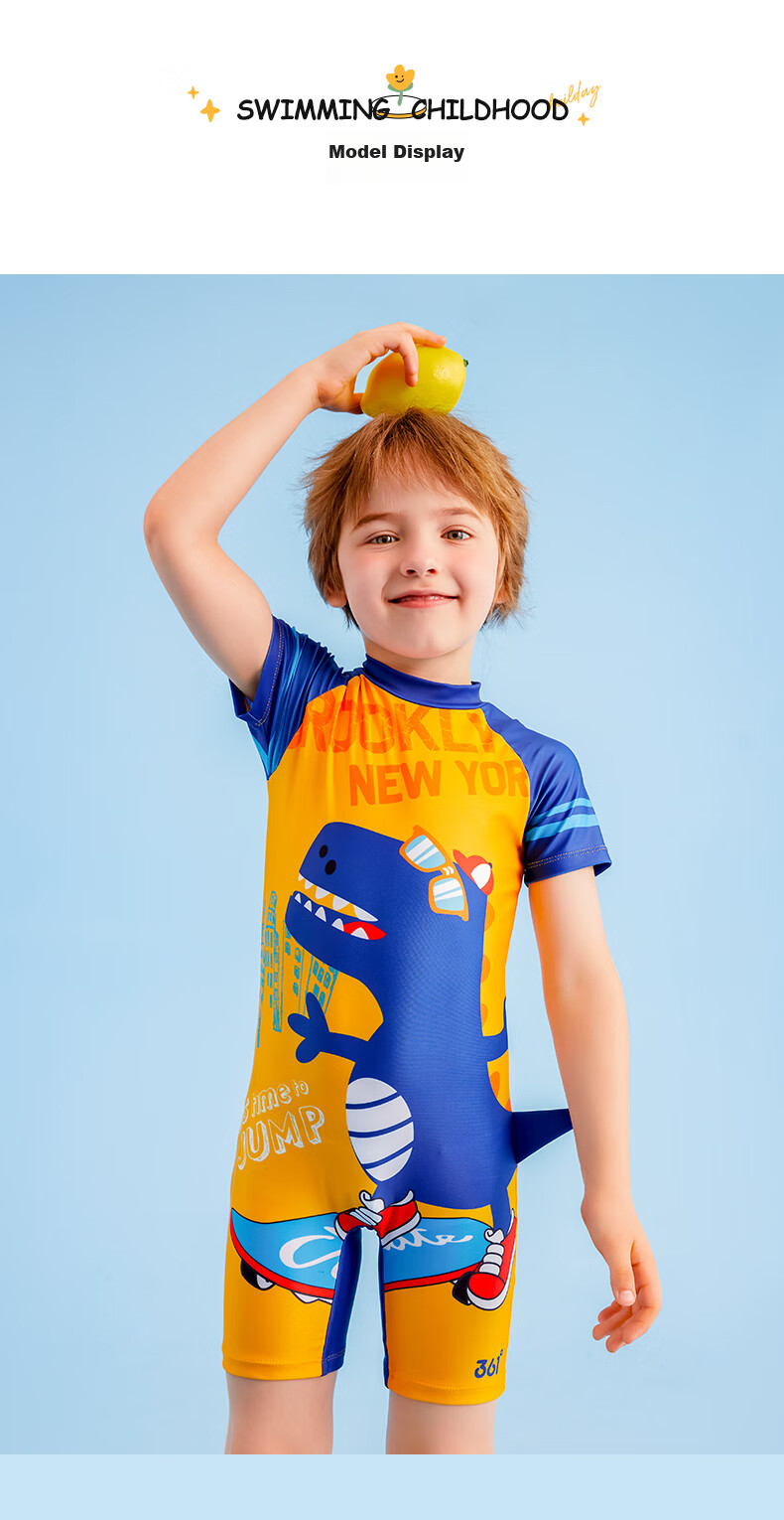 361° Children's Swimsuit, Boys' One-Piece Swimwear, Cartoon Cute Design for Young Kids, Summer Swimming Suit, Baby Hot Spring Bathing Costume 7
