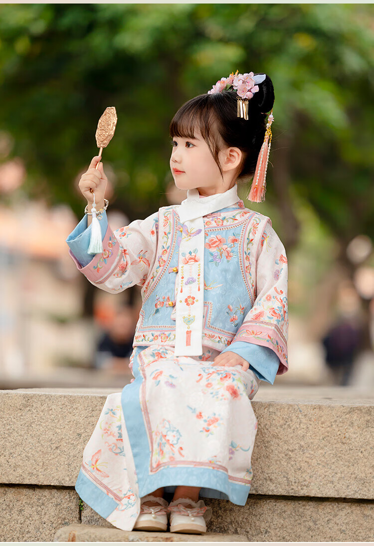 Menghu Zhienyi Hanfu Girls' Dress, Spring And Autumn 2026 Qipao, Two-Piece Set for Girls' Outfit, Ancient Costume Performance Wear, Pink, Size 100 25