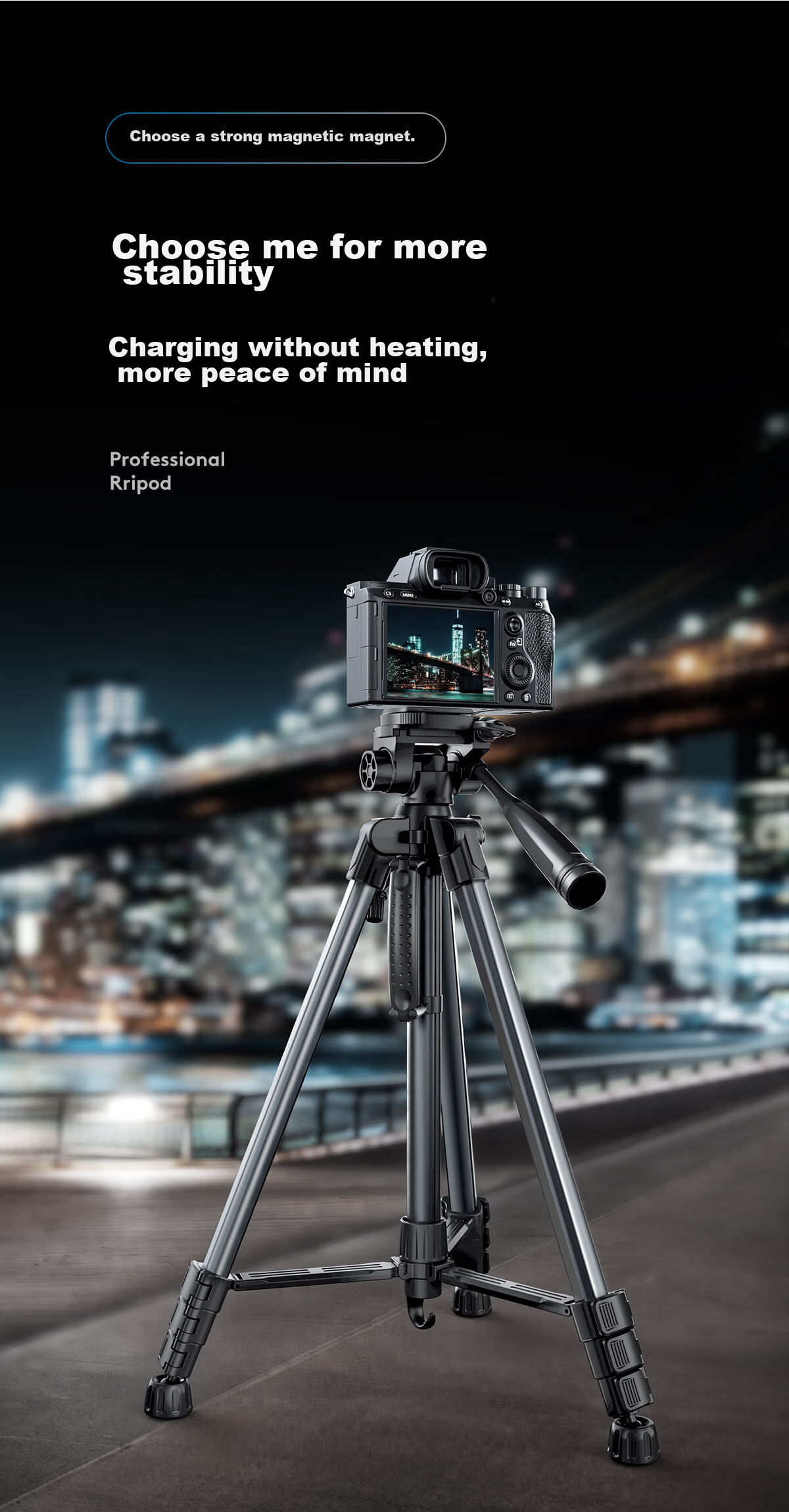 Llano Camera Tripod for DSLR, Mirrorless, Smartphone And Camcorder, Professional-Grade Support for Canon, Fuji, Nikon, Sony Pocket 4P/4/3, Yingshi Luna Portable Tripod 1