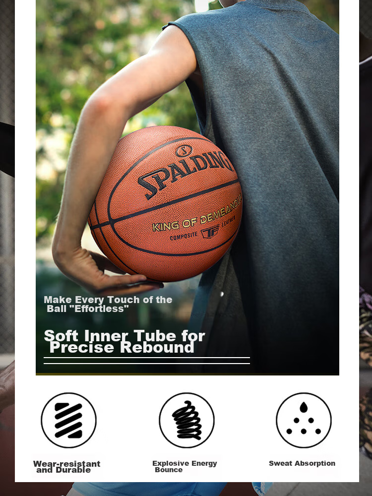 SPALDING Basketball TF Series Size 5 PU Children's Youth Competition Indoor And Outdoor Dual-Use Wear-Resistant Ball 77-176Y5 3