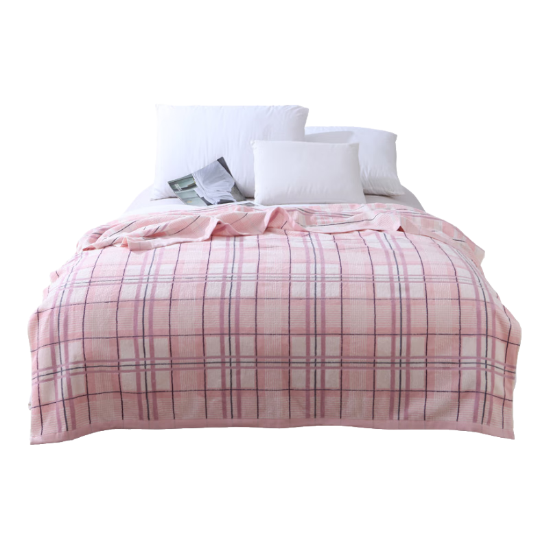 KING SHORE Pure Cotton Classic Plaid Towel Blanket, Washable Throw, Air Conditioning Quilt, Nap Cover, Class A Thickened Blanket, One Piece