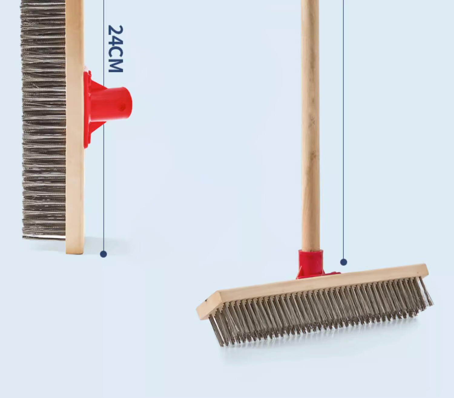 Xijie 304 Stainless Steel Wire Floor Brush Outdoor Garden Moss Long Handle Hard Bristle Cleaning Brush Large Size 24
