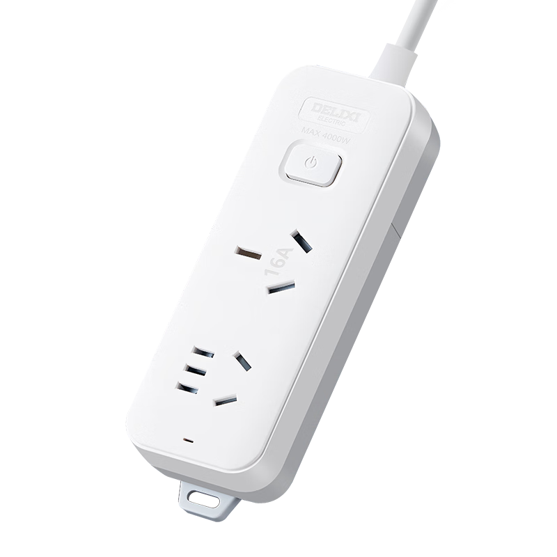 DELIXI 16A High-Power Air Conditioner Socket, 3C Certified, with Switch Power Strip/power Bar/power Board/power Cord, 2 Outlets with Master Control, Total Length 3 Meters