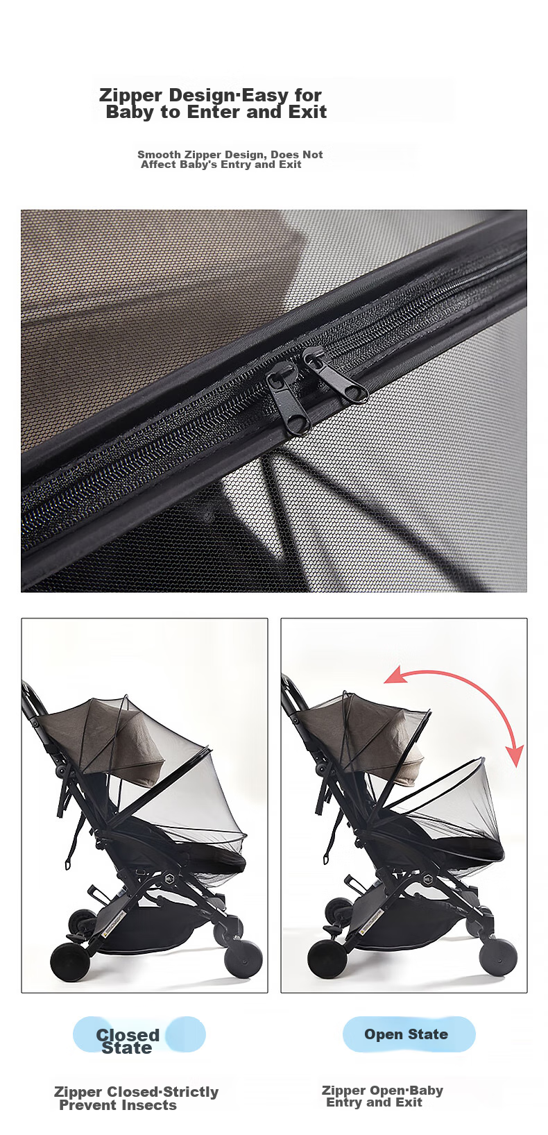 Nanjiren Baby Stroller Mosquito Net, Full Coverage Universal Enlarged Baby Anti-Mosquito Cover, Children's Mesh Sunshade, Small Stroller Anti-Mosquito Net 5