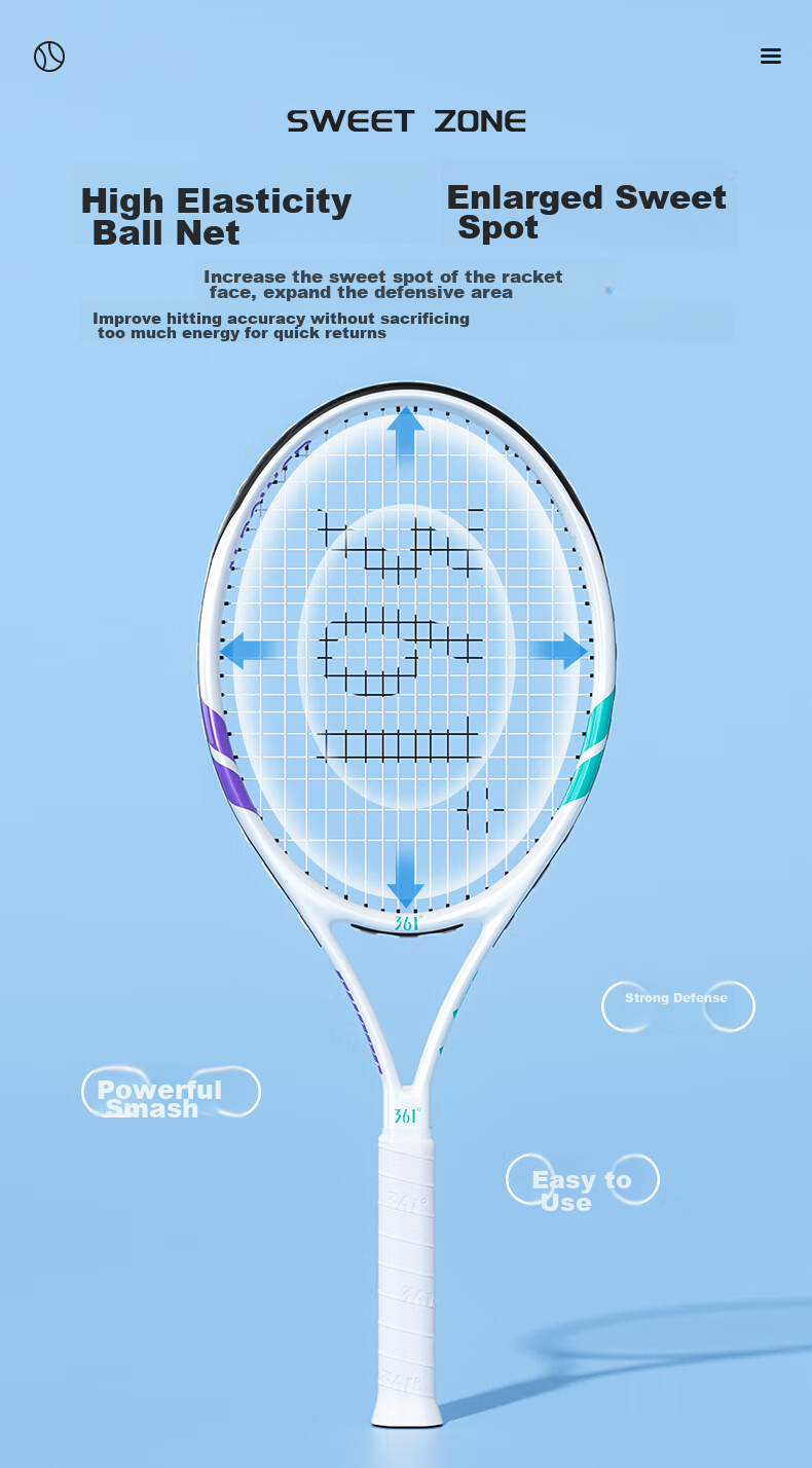 361° Tennis Racket for Men And Women Beginners, Professional Carbon Composite Single Racket with String, Rebound Training Set 4