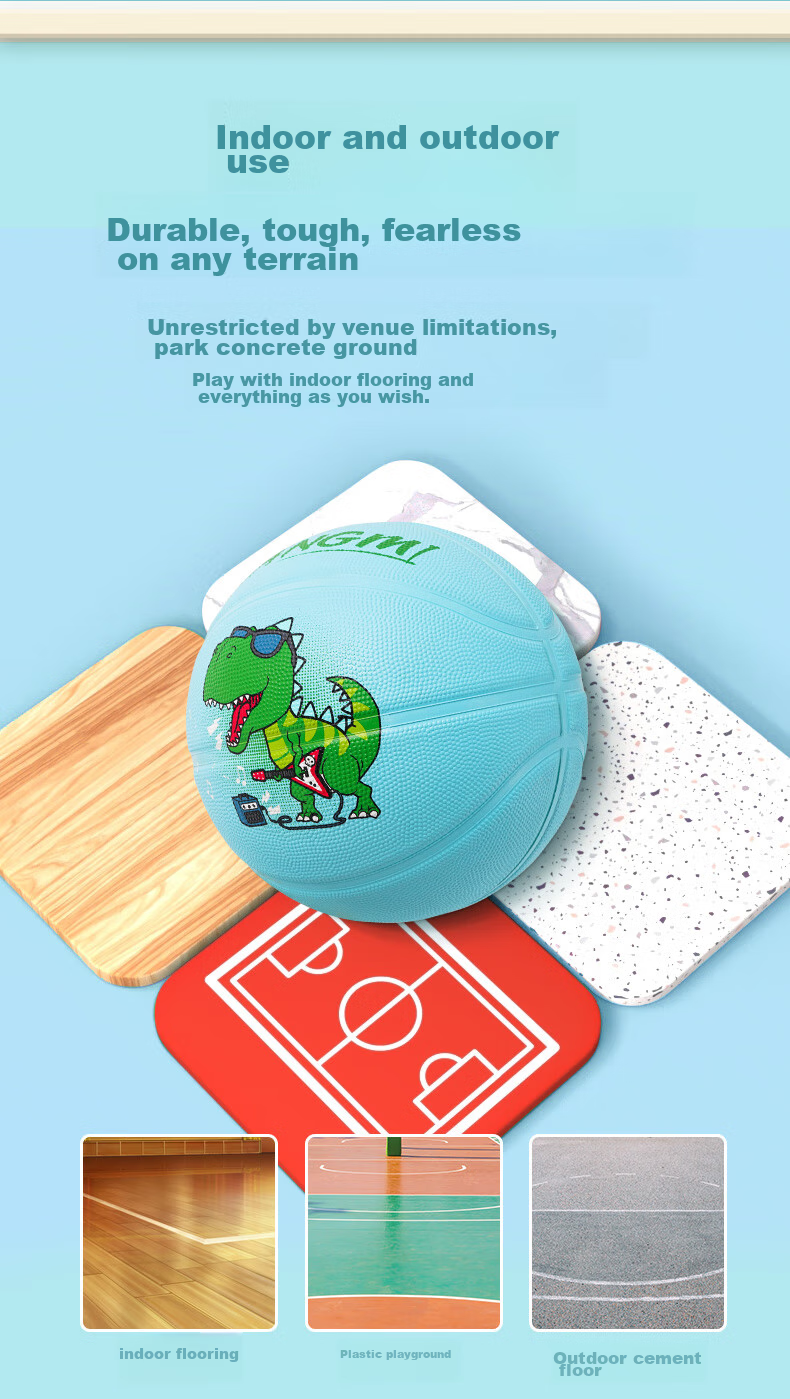 Kuangmi Basketball, Children's Dinosaur Rubber, Size 4, Wear-Resistant, Non-Slip, Elementary School Student, Youth, Gift for Boys And Girls, Training And Competition Ball 3