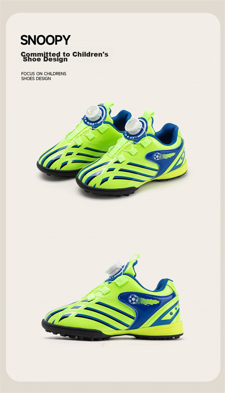 SNOOPY Children's Sports Shoes, Boys And Girls Wear-Resistant Soccer Shoes, Fashionable Cleats Training Shoes, 7899 Red, Size 37 12