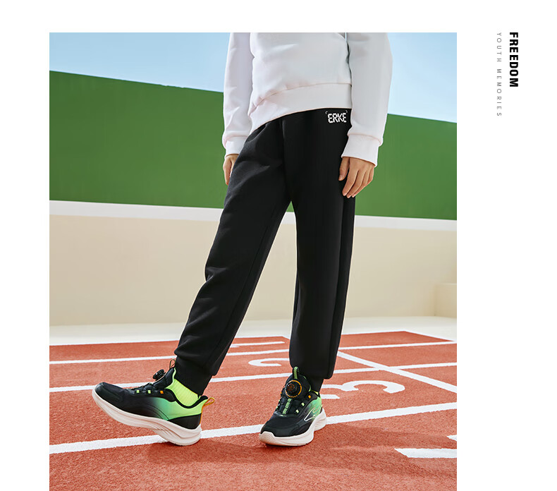 ERKE Kids Unisex Children's Knit Long Pants Sports Pants Black 150 15