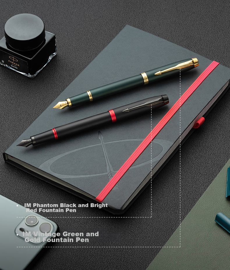 PARKER Fountain Pen And Ballpoint Pen IM Rational Black Gold Clip Ink Pen Gift Box for Gifting, Calligraphy Practice, Personal Use, High-Quality Fountain Pen Gift Box, Mid-Autumn Festival Gift for Friends, Baitiao Discount 3