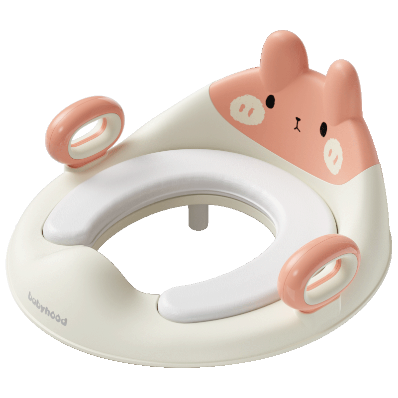 Babyhood Children's Toilet Seat, Potty Training Aid for Boys And Girls, PVC Soft Cushion, Little Rabbit Design, Sweet Orange Pink