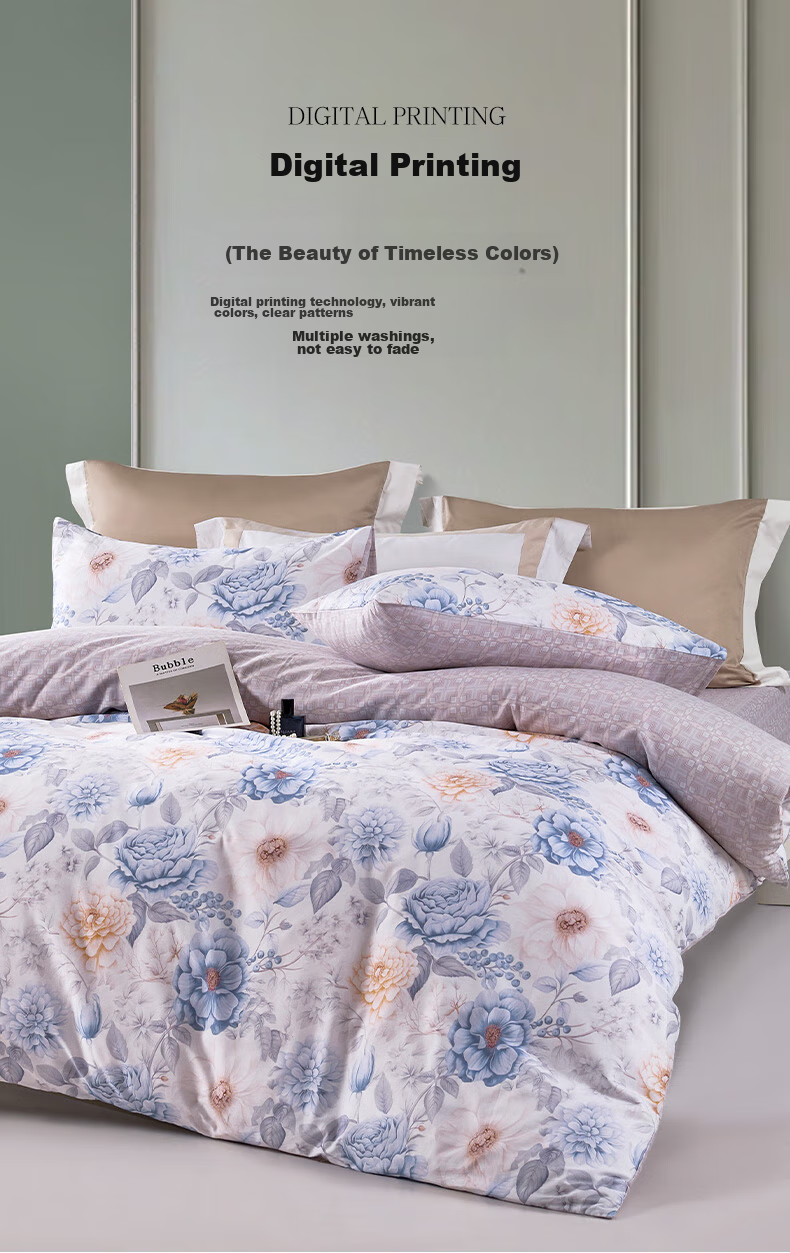FUANNA Bedding Set, 100% Pure Cotton Duvet Cover, All-Cotton Fitted Sheet with Printed Pattern, Double Size, 203*229cm 8