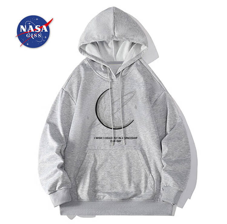 NASA GISS Official Streetwear Hoodie Men Fleece Thickened Loose Jacket Youth Black Fleece 2XL 2