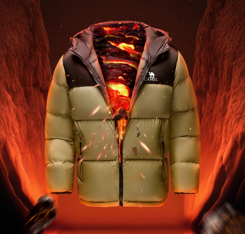 CAMEL Volcano Down Jacket 1.0 Men's Thickened Duck Down Cold-Resistant Puffer Coat Trendy Winter Jacket M13CR07089H 8