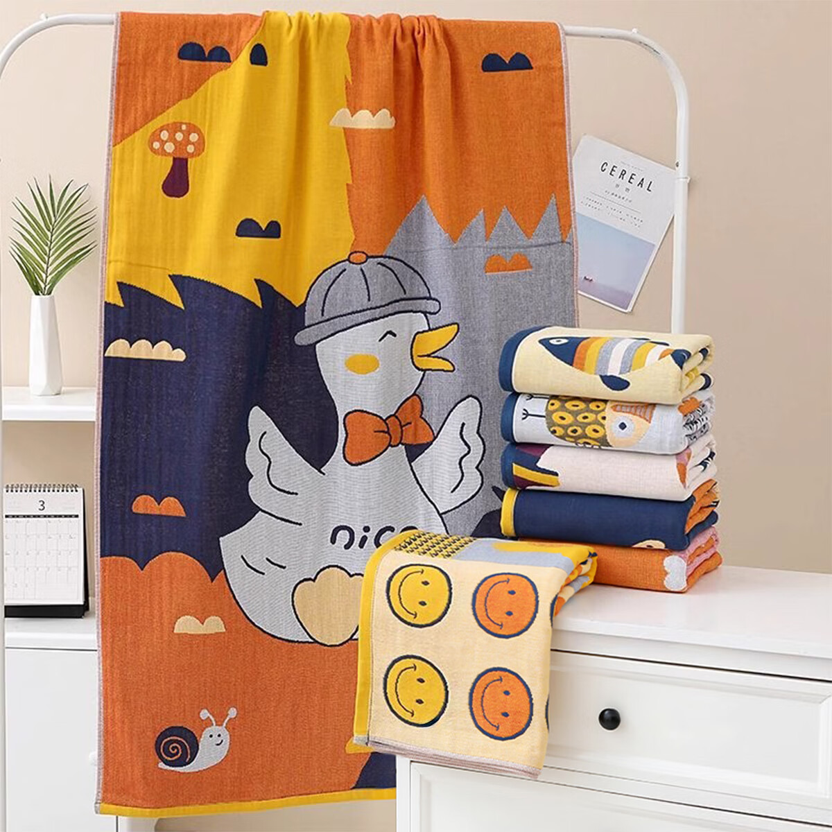 Fanyejia Cartoon Cotton Yarn Bath Towel, Home Use, Absorbent And Quick-Drying, Children's Bath Wrap, Adult Universal Skin-Friendly Large Towel, Sports 4