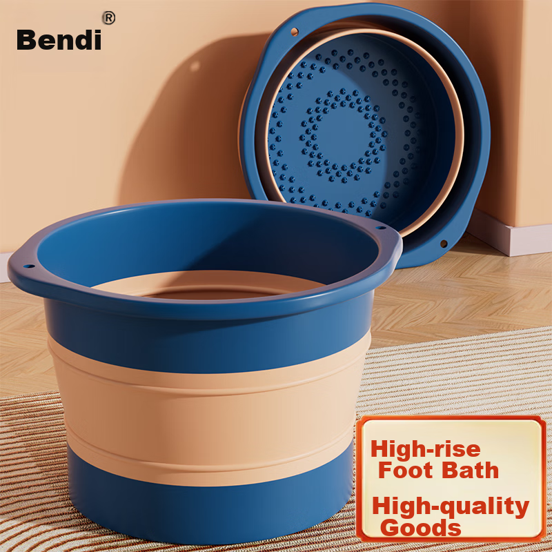 Bendi Foldable Foot Soaking Bucket, 12L Thick Massage Foot Bath Basin, Foot Washing Basin, Foot Spa Bucket, Portable Health Care Bucket