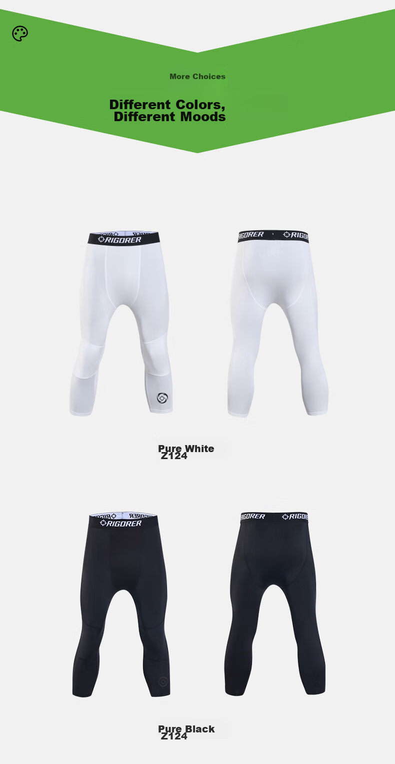 RIGORER Temperature-Adjustable Shorts, Men's Compression Pants, Basketball Quick-Dry High-Elasticity Knee-Length Undershorts, Running Tight-Fitting Pants, Training 7/8 Length Shorts 32