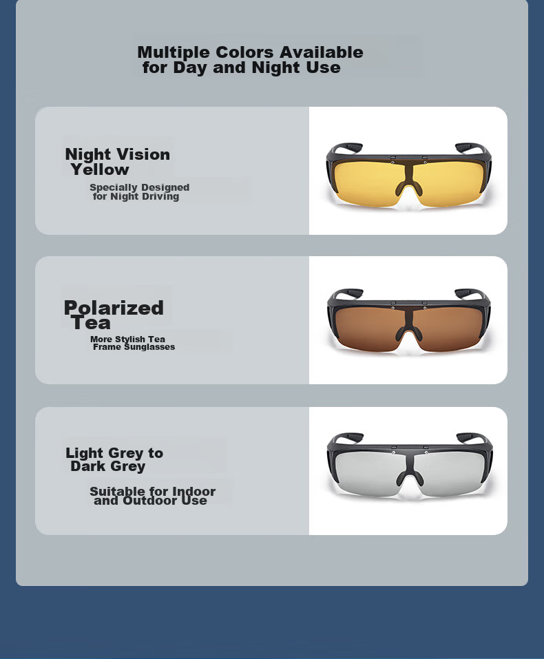 LESCA LUNETIER Clip-On Sunglasses for Nearsighted Men, Polarized Driving Glasses, Night Vision Eyewear, Day And Night Dual-Use Sunglasses Clip for Wome 6