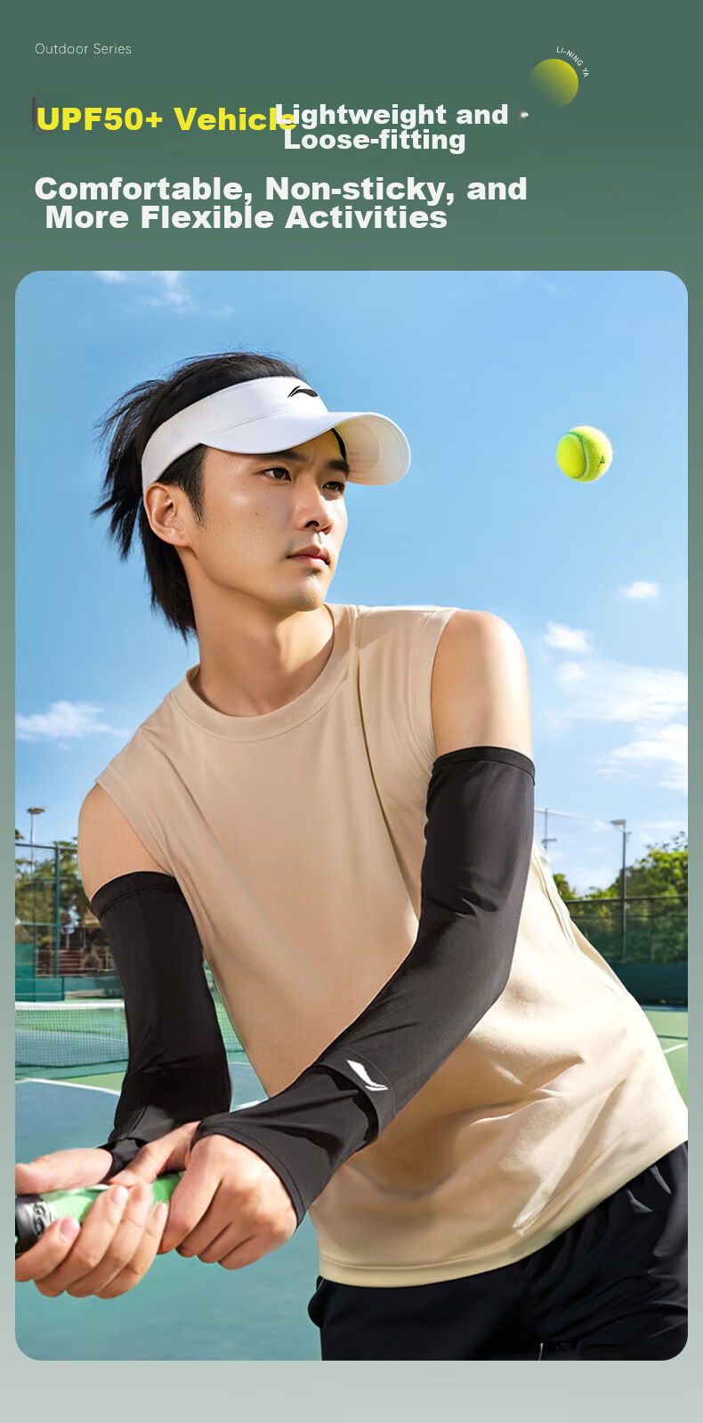 Li-Ning Sun Protection Arm Sleeves Ice Silk Arm Covers for Men And Women, UV Protection Loose Cycling Fishing Arm Guards 3