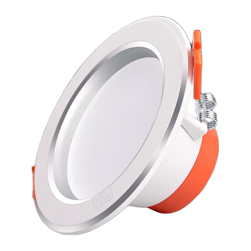 Foshan Lighting (FSL) LED Recessed Anti-Glare Downlight 7W Warm White (4000K) 10cm Cutout White Jade Silver Edge
