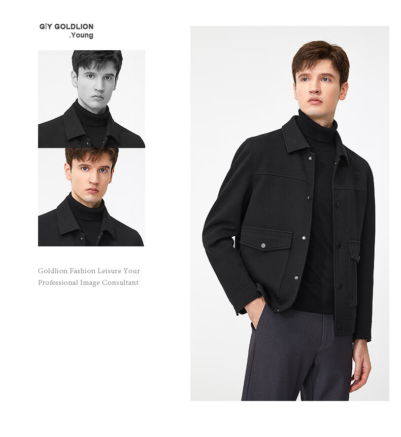 Goldlion GY [Containing Cotton Wool] Men's Jacket, Autumn And Winter Lapel Jacket, JWF1799-LK120 Gray, 2XL 17