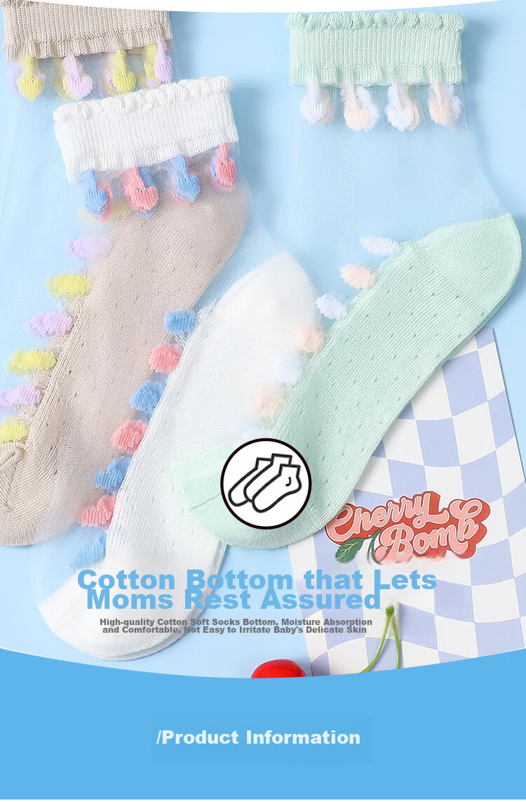 LangSha Children's Socks, Girls' Summer Ultra-Thin Crystal Socks, Versatile Lace Short Socks for Girls And Toddlers 5