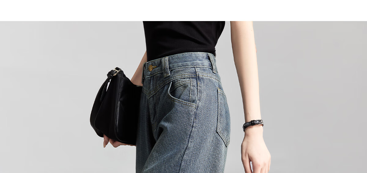 PinCai High-Waisted Jeans for Women, Loose Wide-Leg Pants, Slimming Floor-Length Straight Trousers, Fashionable Versatile Long Pants P13QN1907 28