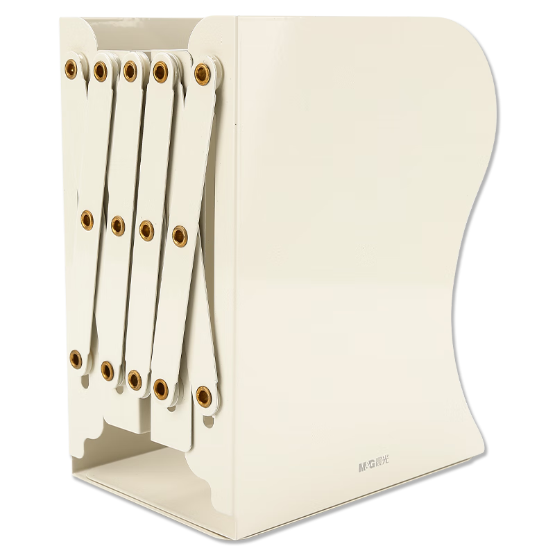 M&G 50cm Extendable Desktop Bookend, Simple Metal Storage Shelf for Desk, Large Bookend, Ivory White ABS917C510