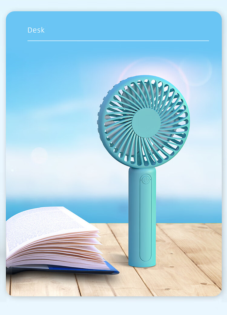 Calayo Handheld Mini Fan Desktop Neck Hanging Long Battery Life Foldable Portable Rechargeable High-Speed Low Noise Outdoor Office Student Dorm Small Fan 3600 Blue 4