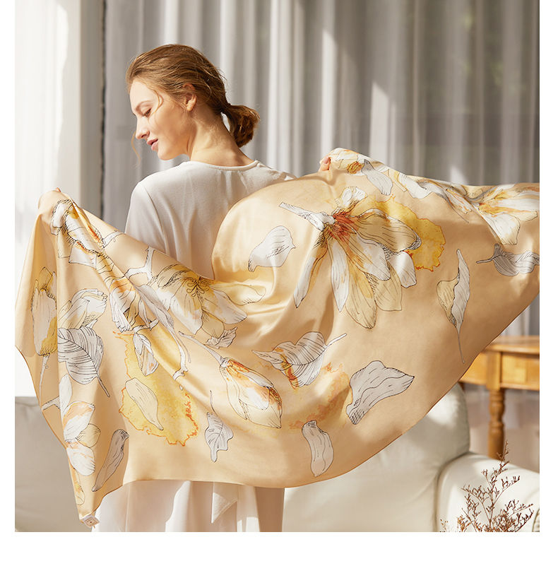 MARJA KURKI Mid-Autumn Festival Gift for Mom, High-Quality Imported 100% Mulberry Silk Shawl, Silk Scarf Gift Box for Women, Love Surrounds Pink 7