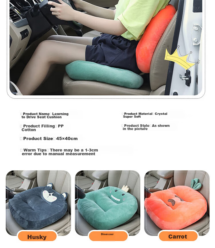 Buleishen Car Seat Cushion, Height-Increasing Pad, All-Season Ventilated Seat Cover, Lumbar Support, for Driving Practice, Car Exam, Anti-Slip Mat 8