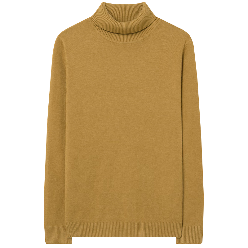 MARKLESS Men's Sweater, Autumn And Winter Warm Turtleneck Knit Pullover, Casual Inner Layer Base Shirt, 0710 Wheat Yellow, L
