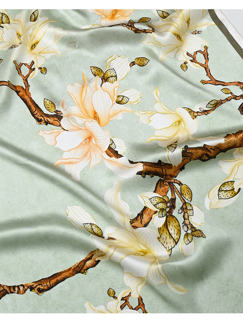 Hangsilu Silk Scarf, Women's Brooch Set, Shawl, Mulberry Silk, Birthday Gift, High-End Mid-Autumn Festival Gift for Mom, Wife, Elders 9