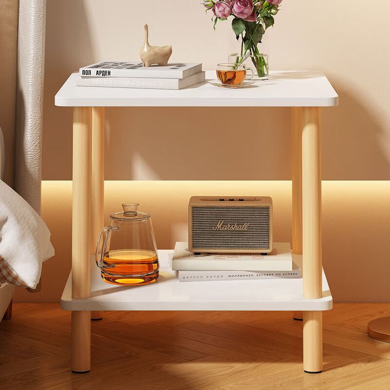 FENJIEXIAN Side Table, Bedside Cabinet, Small Side Table, Storage Rack, Sofa End Table, Simple Tea Table, Double-Layer Storage Tea Stand