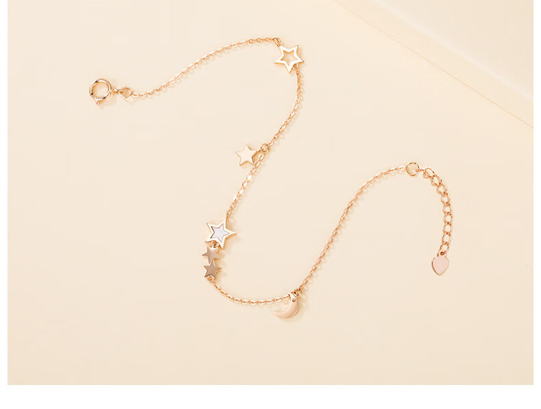 Grace Girl Star And Moon Bracelet for Women, Rose Gold Simple Jewelry, Anniversary Birthday Gift for Girlfriend 8