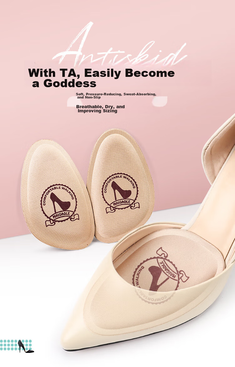 Maigaole 2 Pairs, Half Size Insoles, Forefoot Pads, Non-Slip, High Heel Shoe Aid, Soft Sole Comfortable Half Insoles for Women, Thick Style - Non-Slip And Sweat-Absorbing 1
