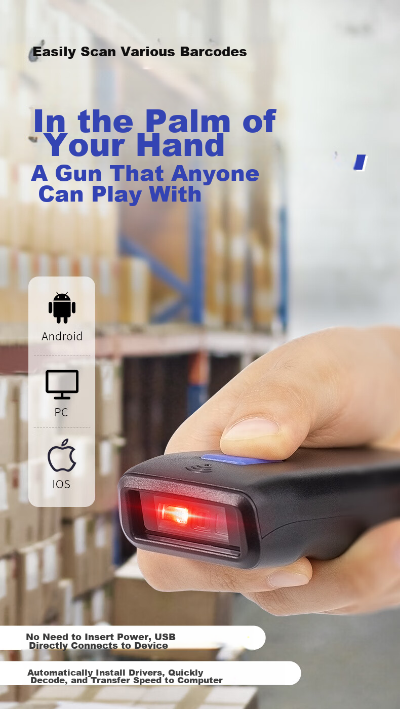 NTEUMM Wireless One-Dimensional Barcode Scanner Handheld Portable Express Gun Barcode Scanner Universal Supermarket Cashier Scanner NT-2100 5