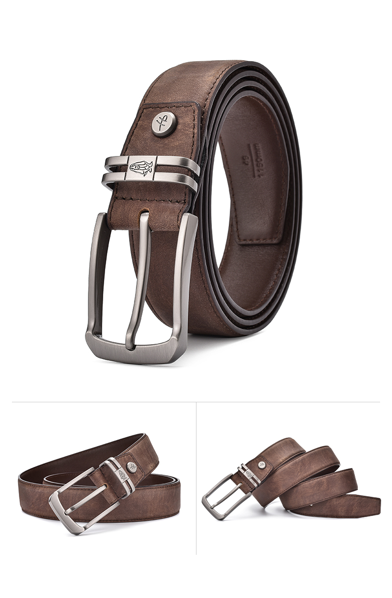 Hush Puppies Men's Leather Belt Simple Classic Versatile Birthday Gift for Boyfriend with Practical Gift Box 6