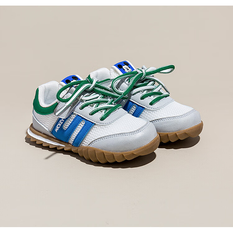 Disney Children's Sports Shoes for Boys And Girls, Summer Mesh Breathable Casual Shoes, Velcro Versatile Color-Block Kids' Sneakers, White And Blue, Size 35 12