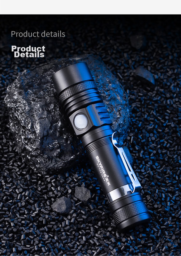 SkyFire Flashlight with High Brightness, Long Battery Life, Outdoor Survival, Super Bright, Rechargeable, Mini, Compact for Beach Combing 10