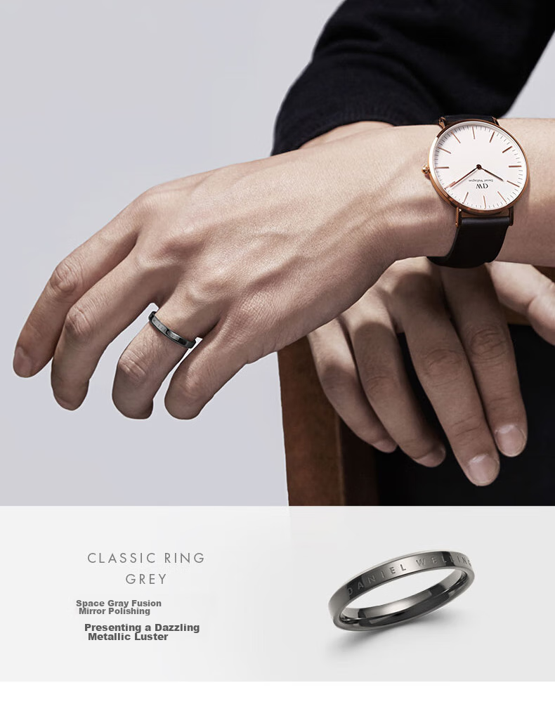 DanielWellington DW Ring for Women, Classic Couple Rings in Space Gray, Size 56, DW374 Birthday Gift for Girls 8